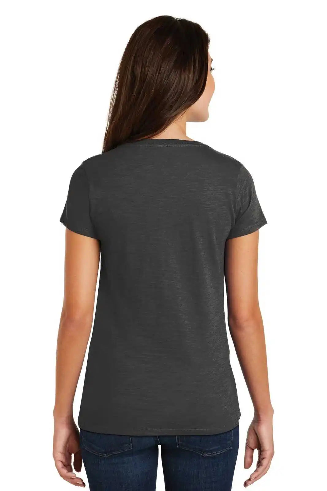 District Dm3501 Women’s Super Slub V-neck Tee - Charcoal