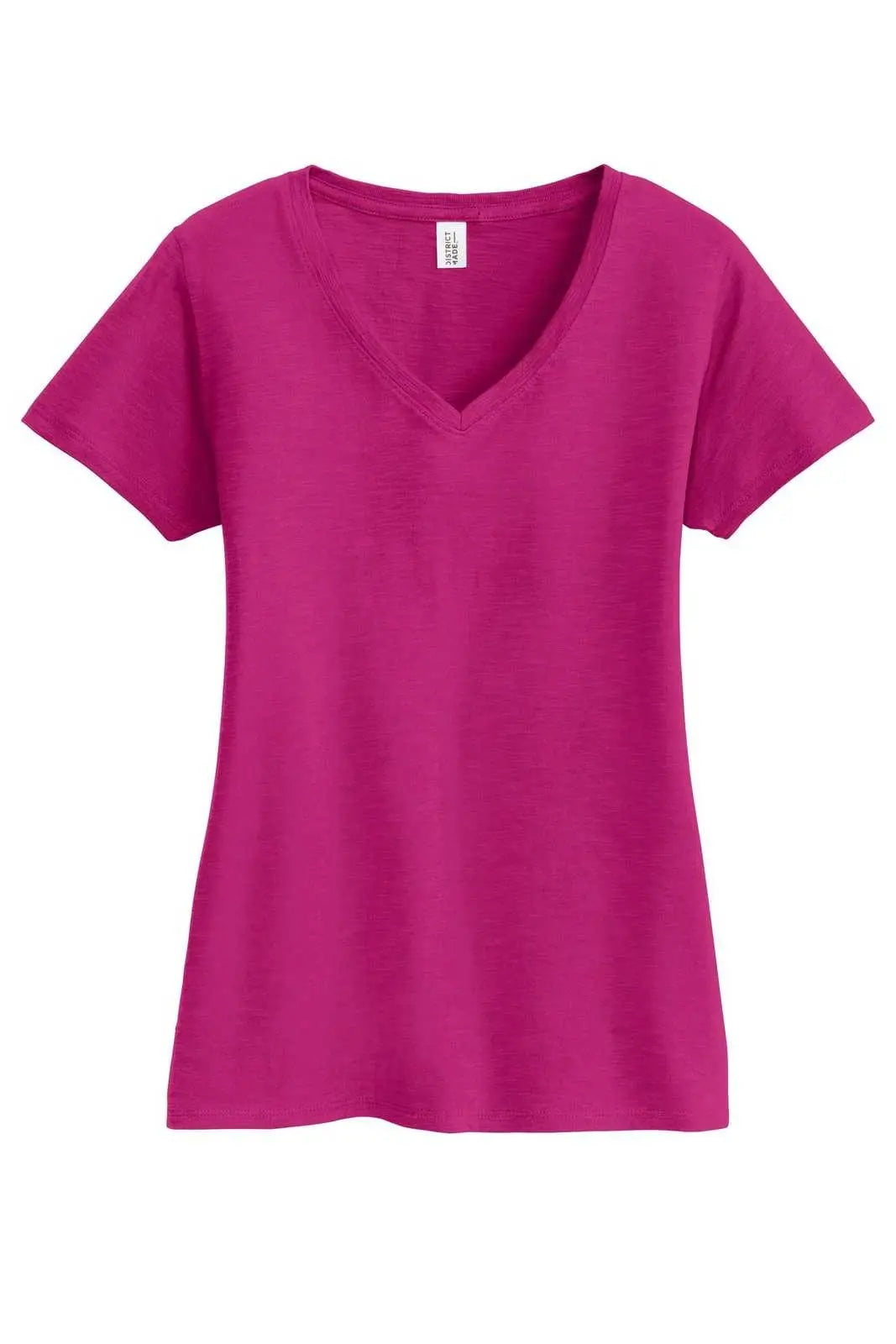 District Dm3501 Women’s Super Slub V-neck Tee - Pink Azalea