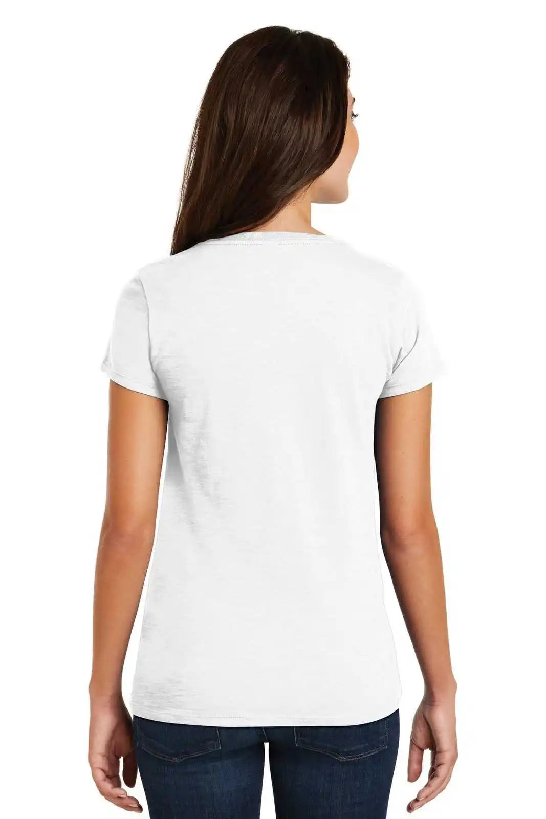 District Dm3501 Women’s Super Slub V-neck Tee - White