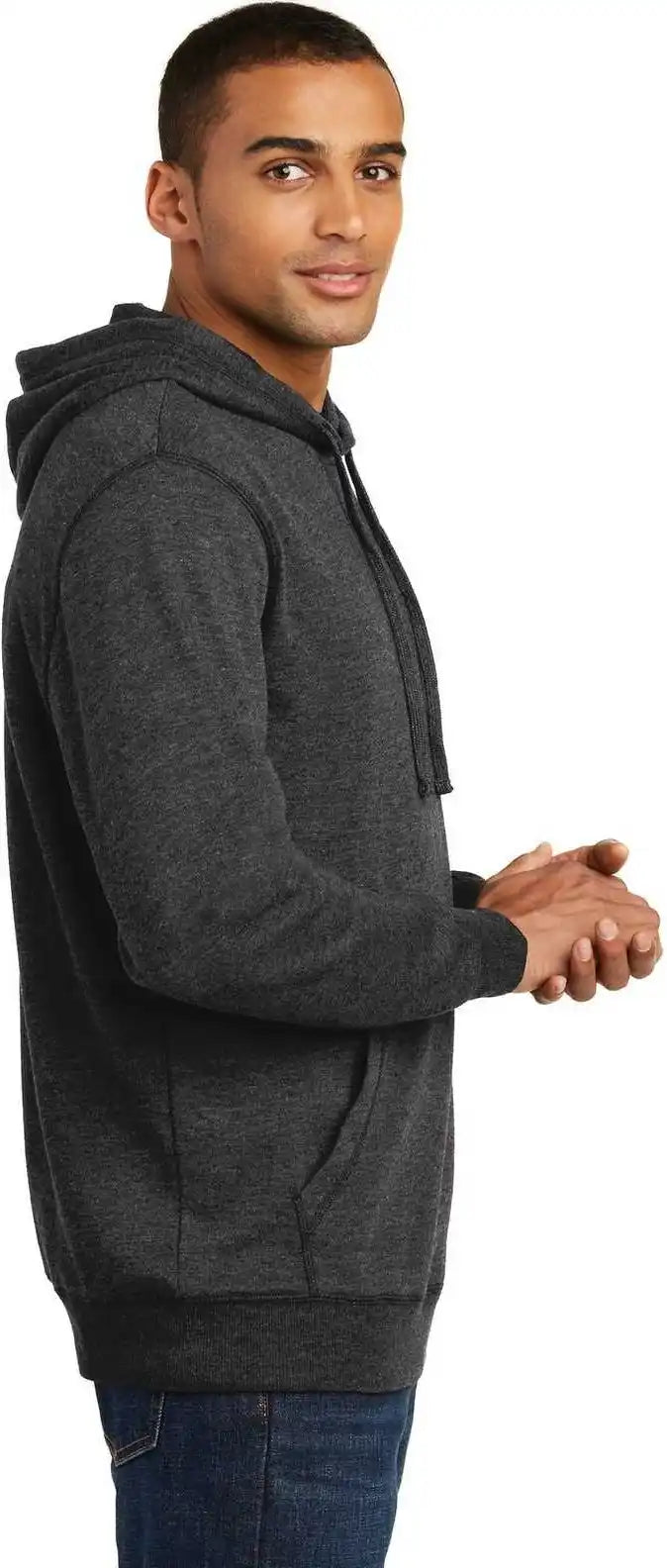 District Dm391 Lightweight Fleece Hoodie Heathered Black