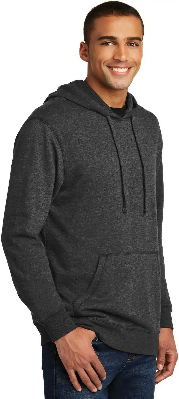 District Dm391 Lightweight Fleece Hoodie Heathered Black