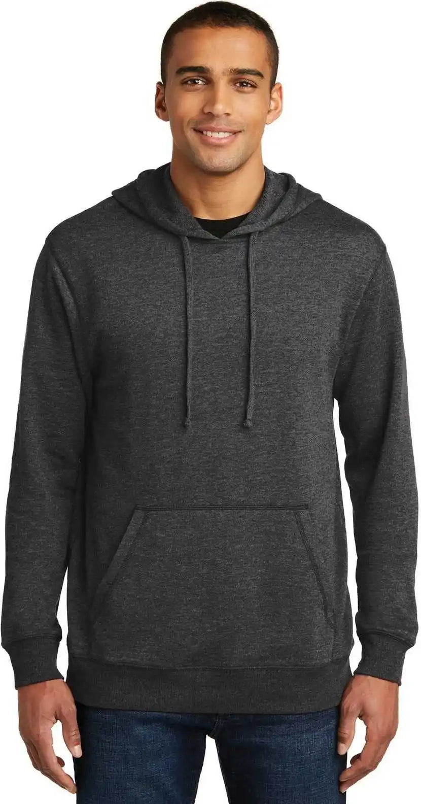 District Dm391 Lightweight Fleece Hoodie Heathered Black