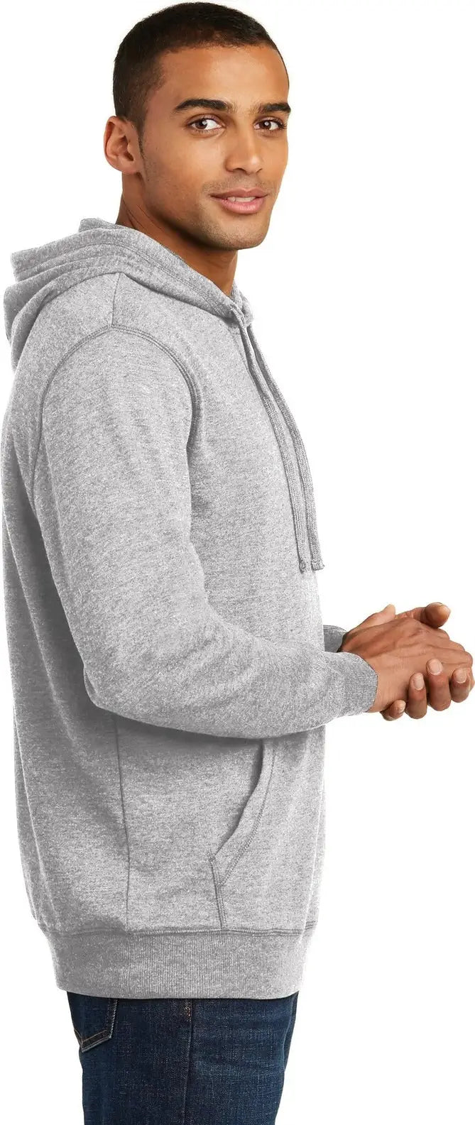 District Dm391 Lightweight Fleece Hoodie - Heathered Gray