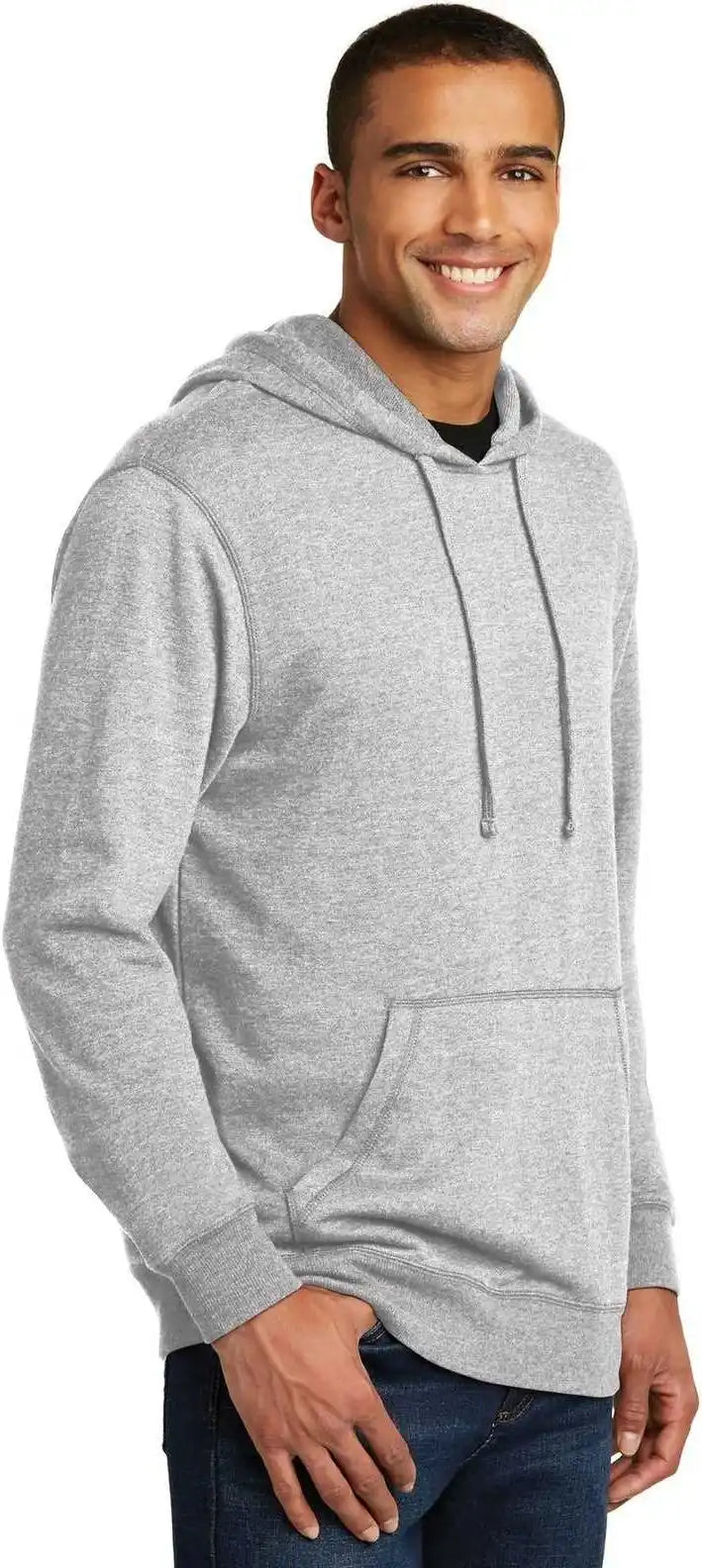 District Dm391 Lightweight Fleece Hoodie Heathered Gray