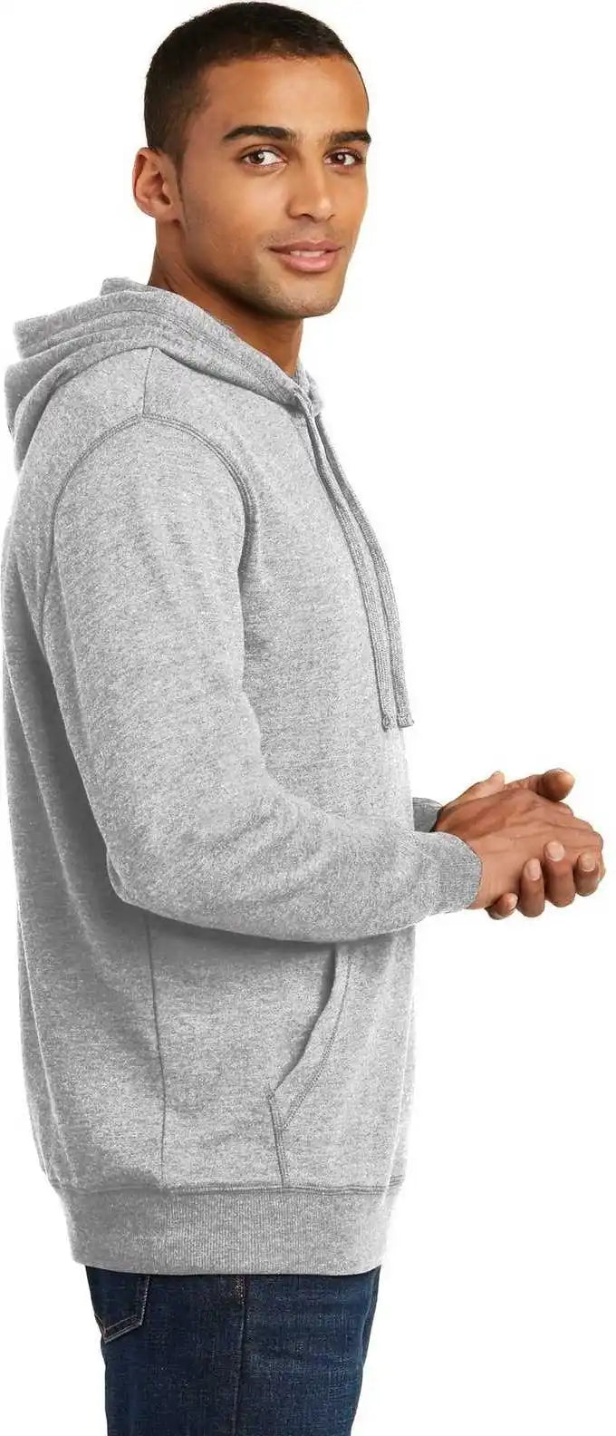 District Dm391 Lightweight Fleece Hoodie Heathered Gray