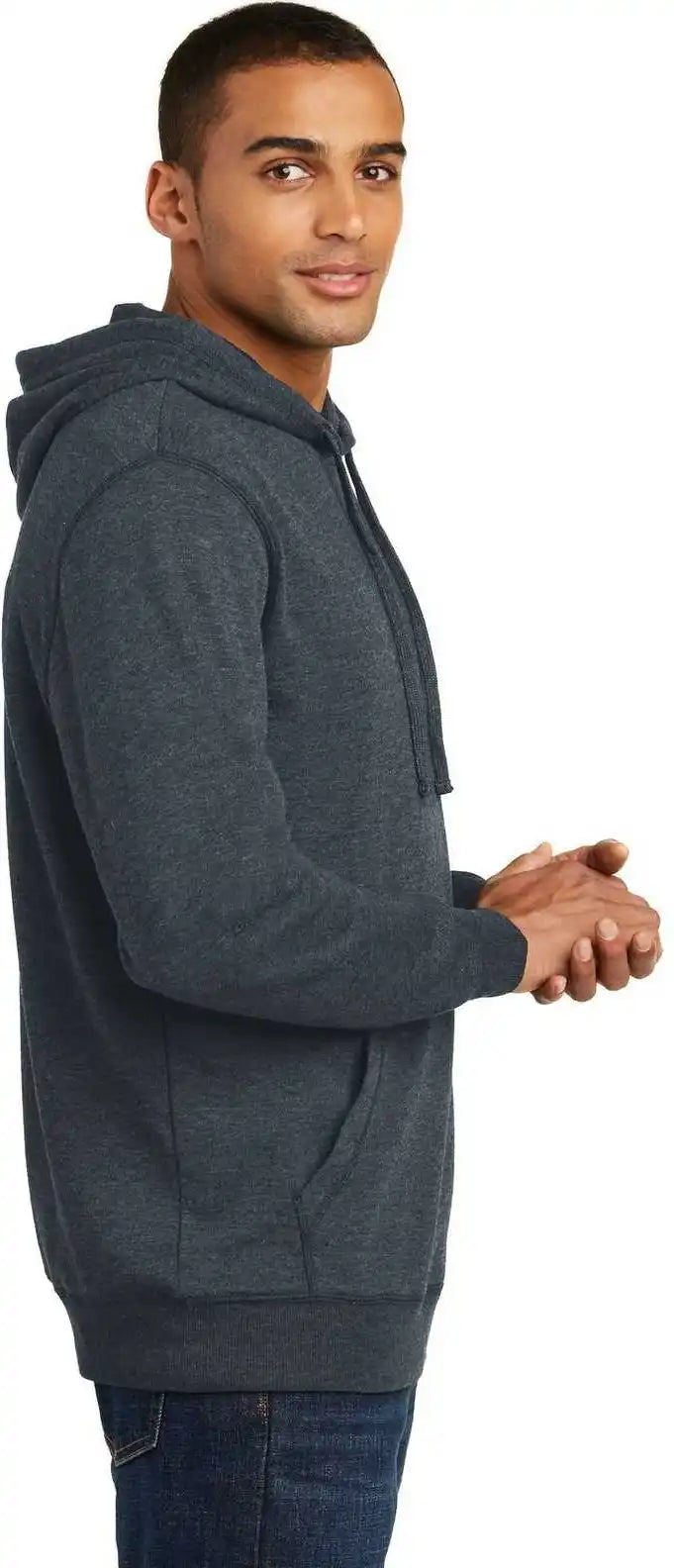 District Dm391 Lightweight Fleece Hoodie Heathered Navy