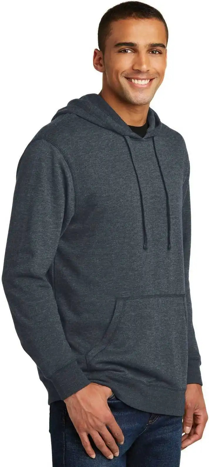 District Dm391 Lightweight Fleece Hoodie Heathered Navy