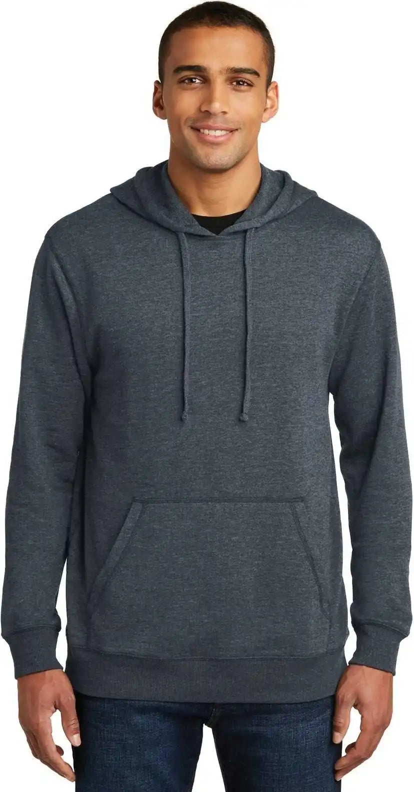District Dm391 Lightweight Fleece Hoodie - Heathered Navy