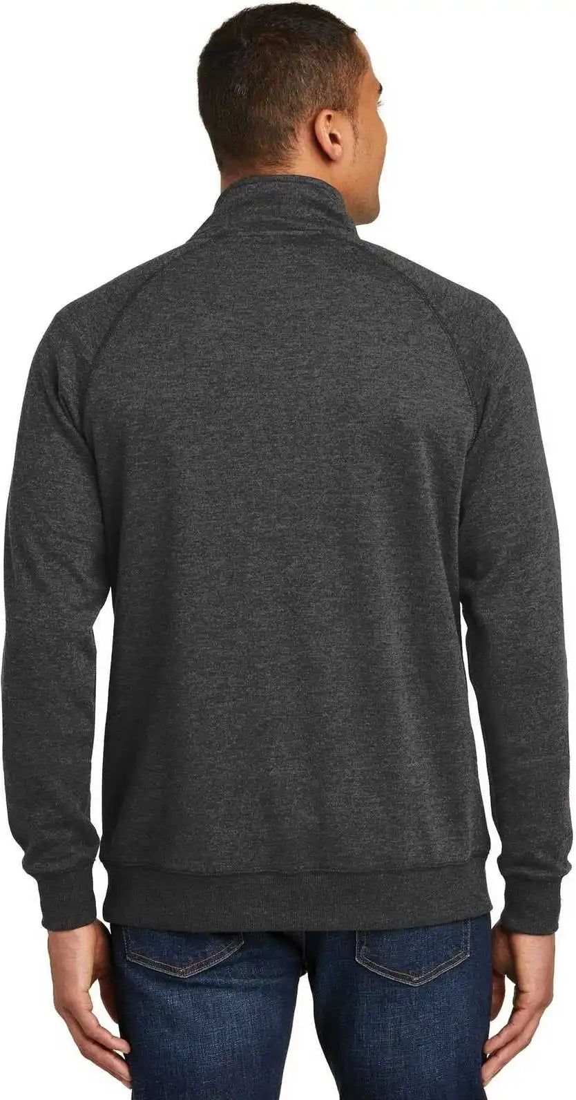 District Dm392 Lightweight Fleece 1/4 Zip Heathered Black