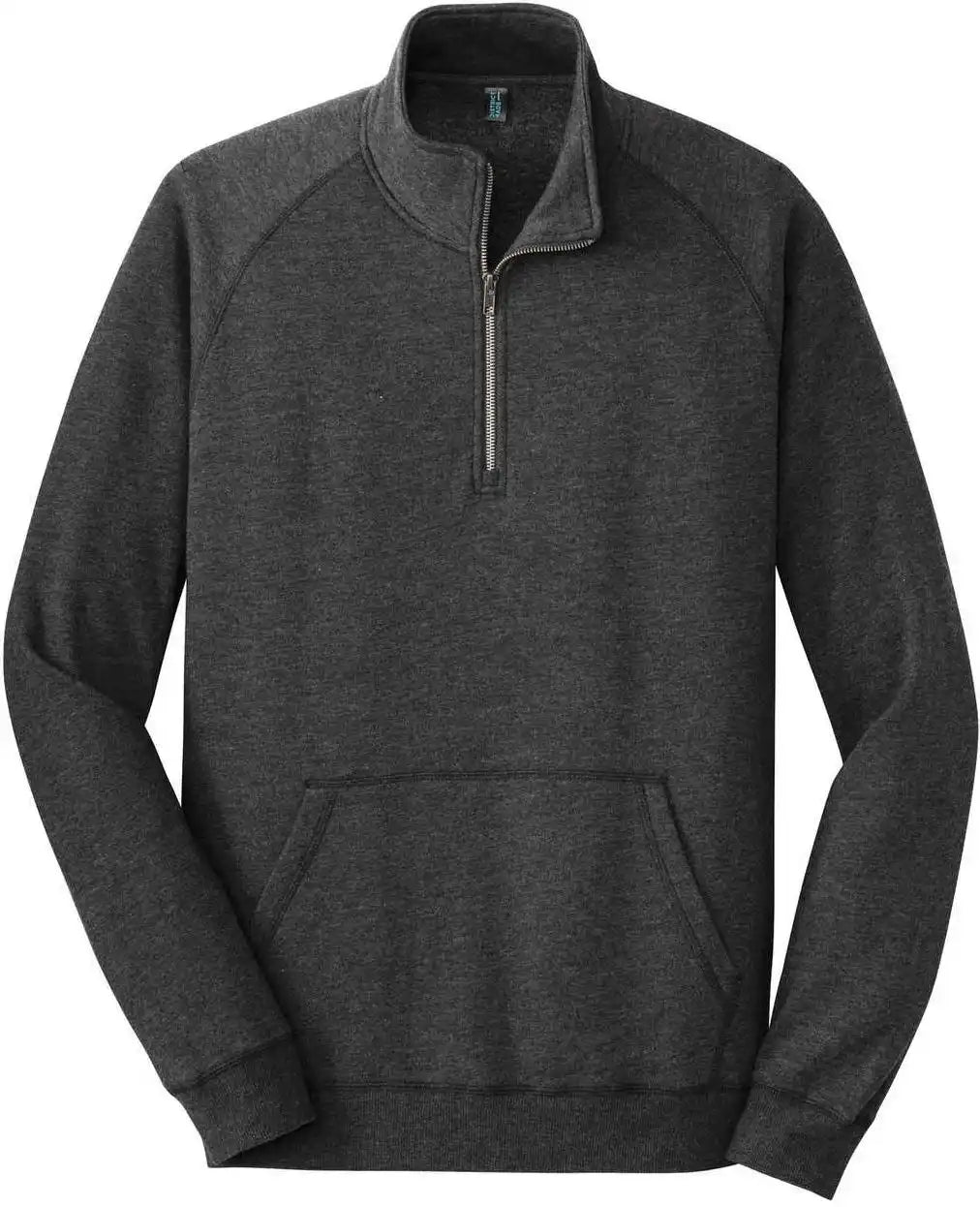 District Dm392 Lightweight Fleece 1/4 Zip Heathered Black