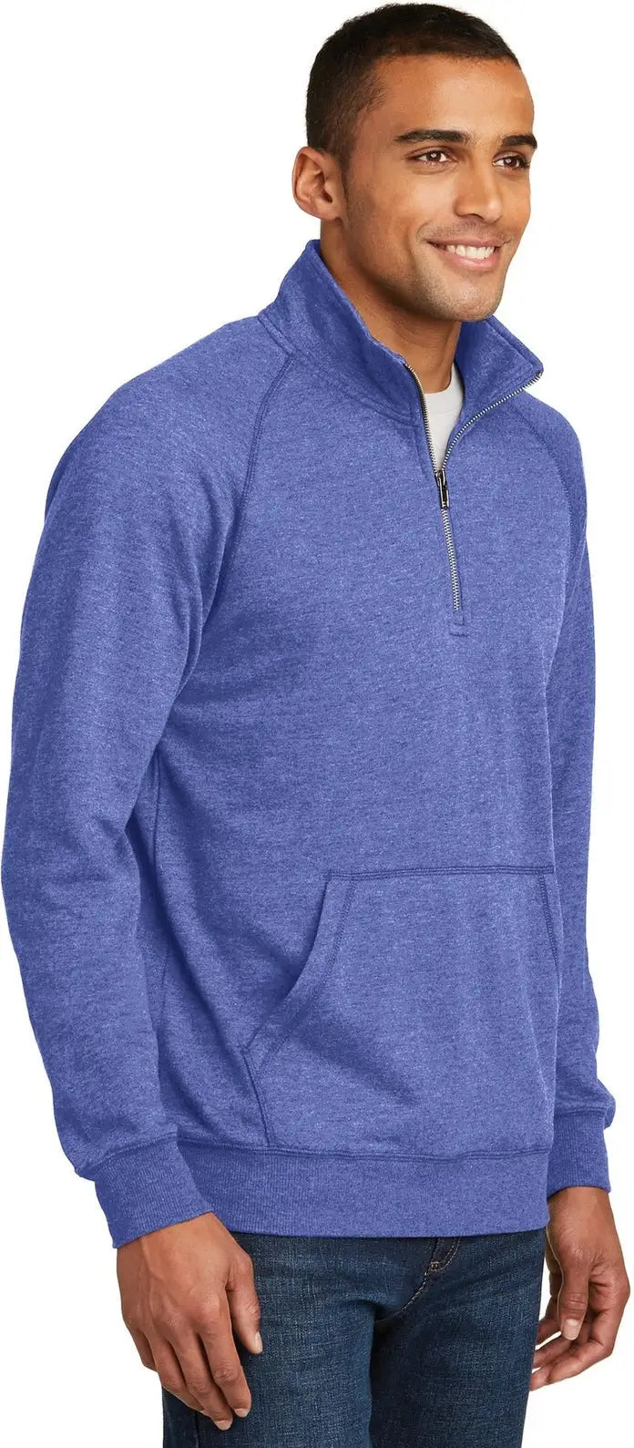 District Dm392 Lightweight Fleece 1/4-zip - Heathered Deep Royal