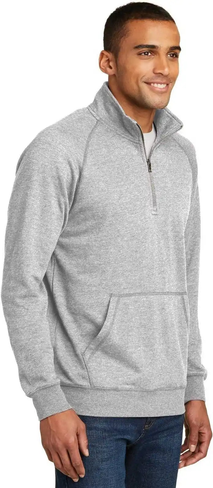 District Dm392 Lightweight Fleece 1/4 Zip Heathered Gray
