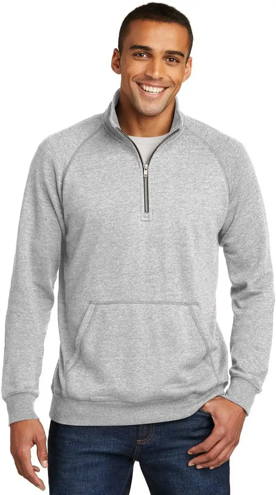 District Dm392 Lightweight Fleece 1/4 Zip Heathered Gray