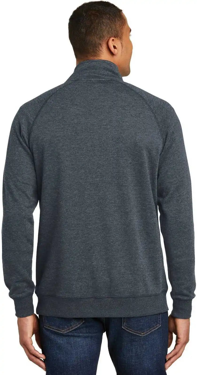District Dm392 Lightweight Fleece 1/4 Zip Heathered Navy