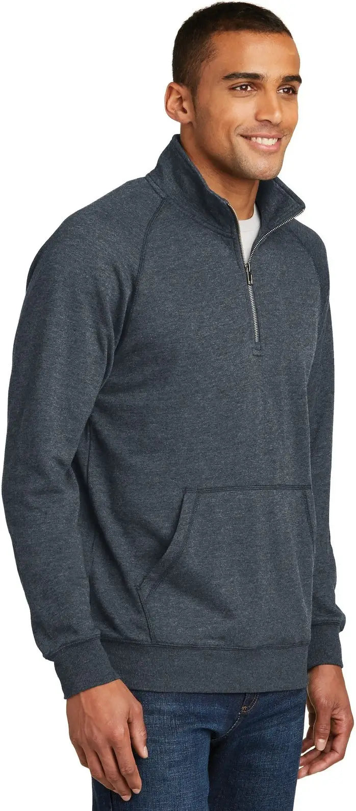 District Dm392 Lightweight Fleece 1/4-zip - Heathered Navy