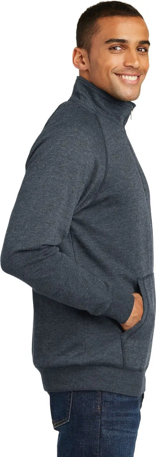 District Dm392 Lightweight Fleece 1/4-zip - Heathered Navy