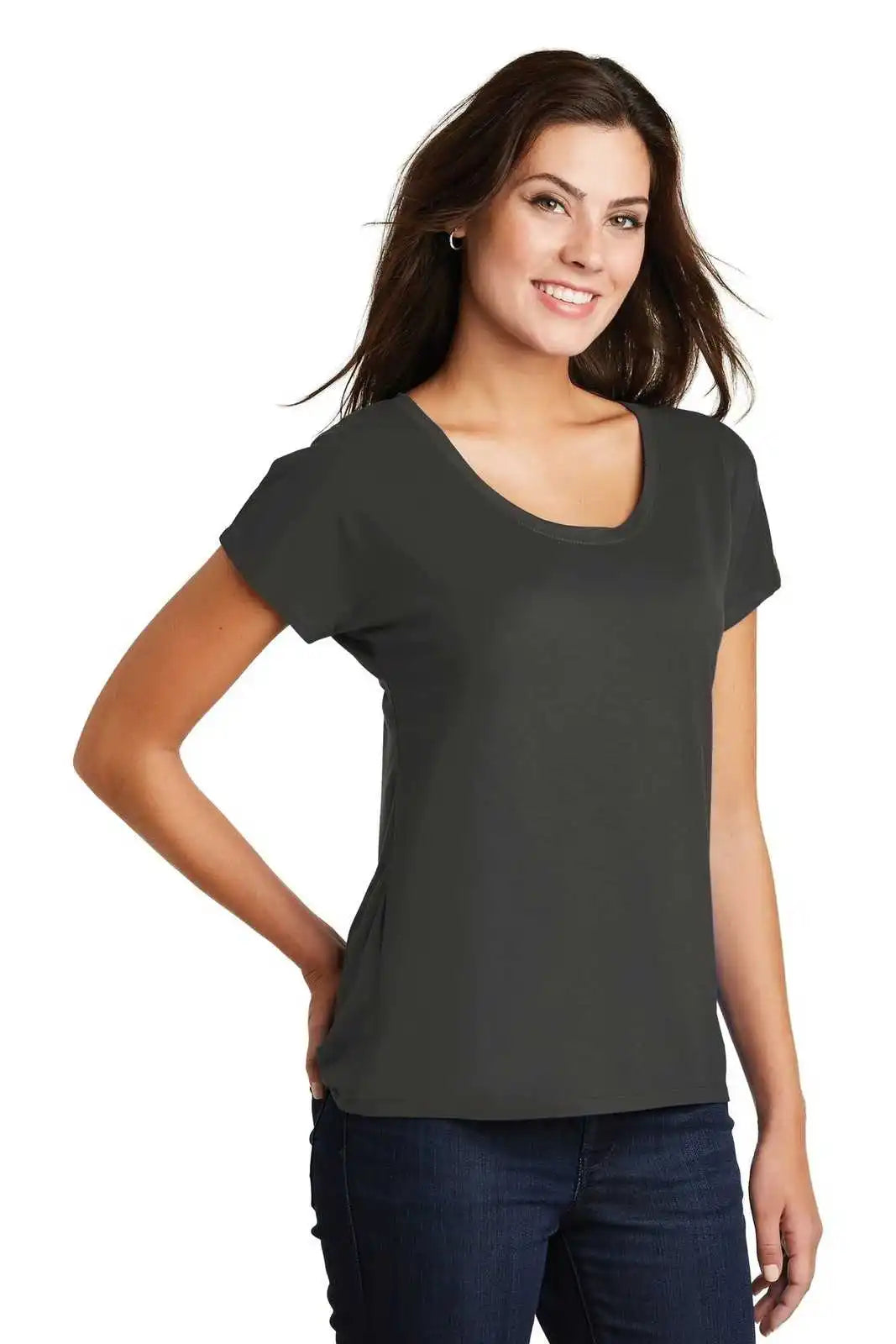 District Dm412 Women’s Drapey Dolman Tee - Charcoal
