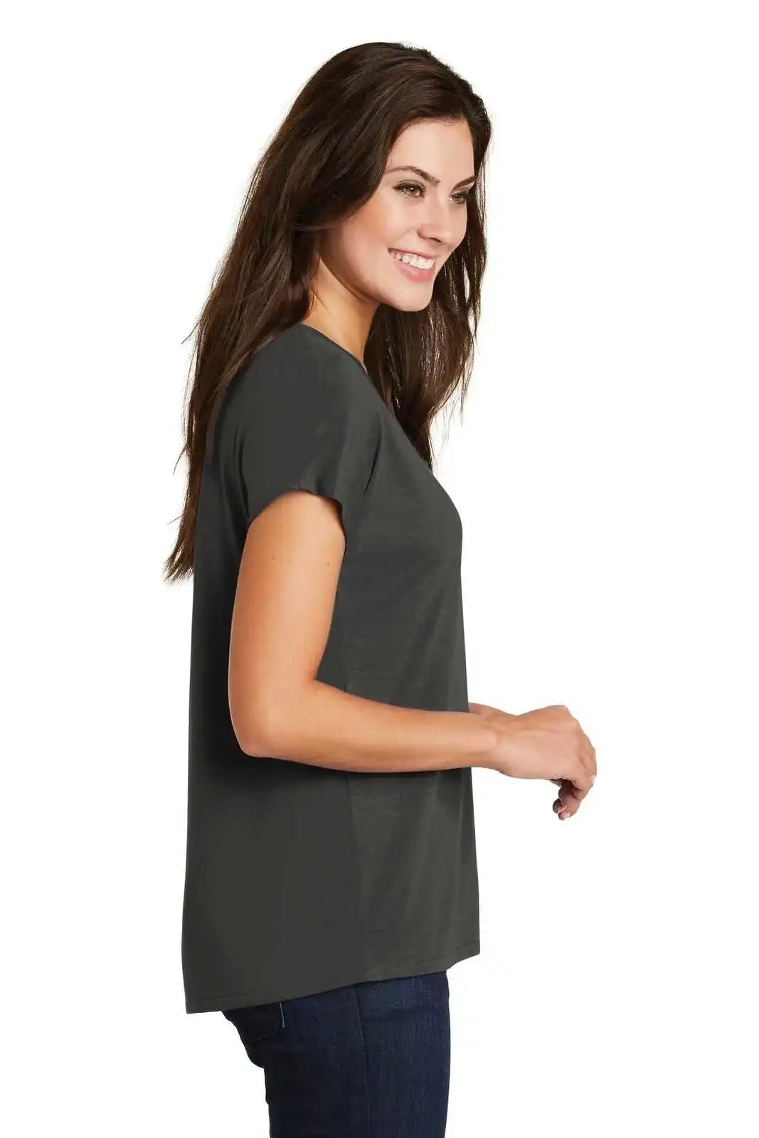 District Dm412 Women’s Drapey Dolman Tee - Charcoal