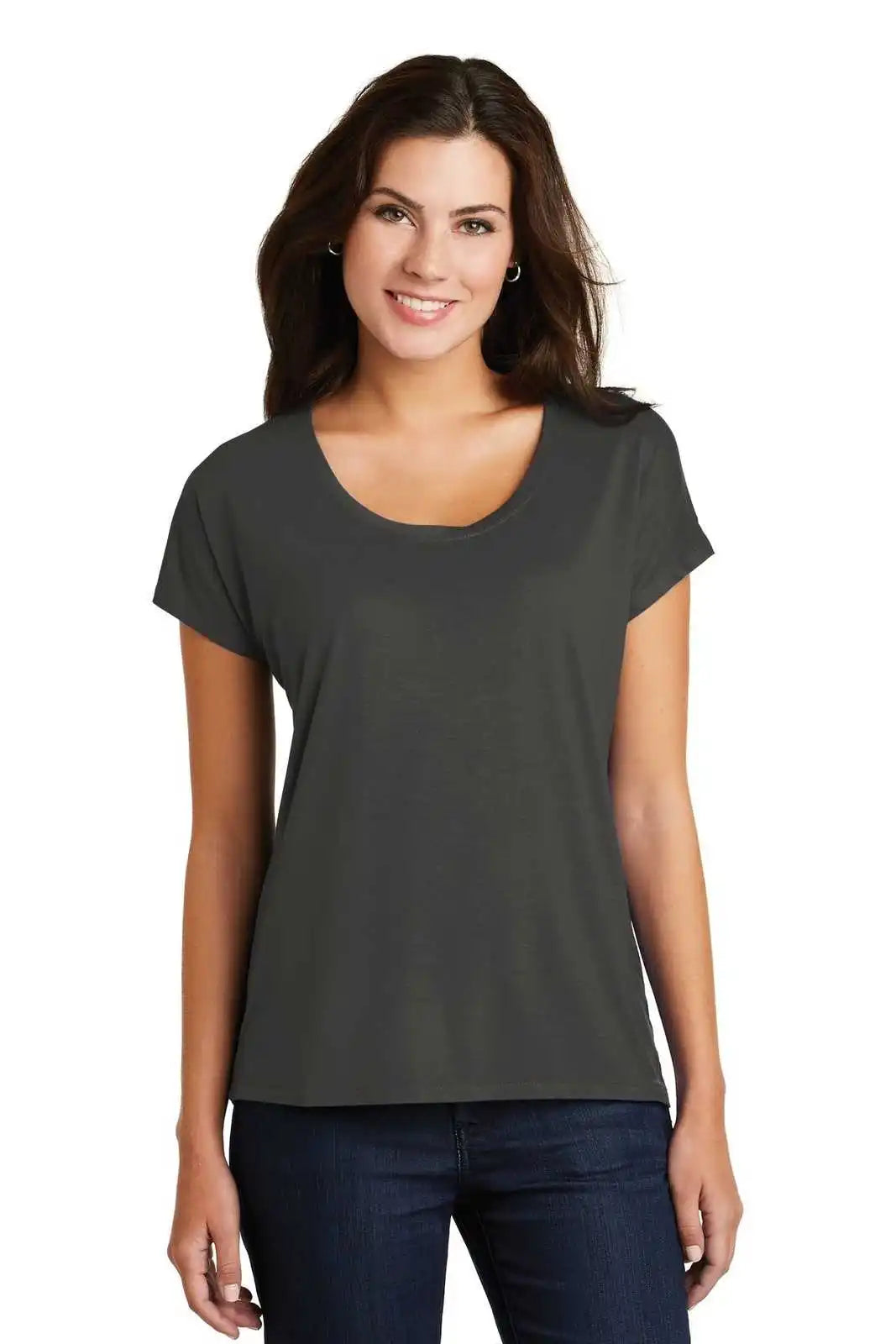District Dm412 Women’s Drapey Dolman Tee - Charcoal