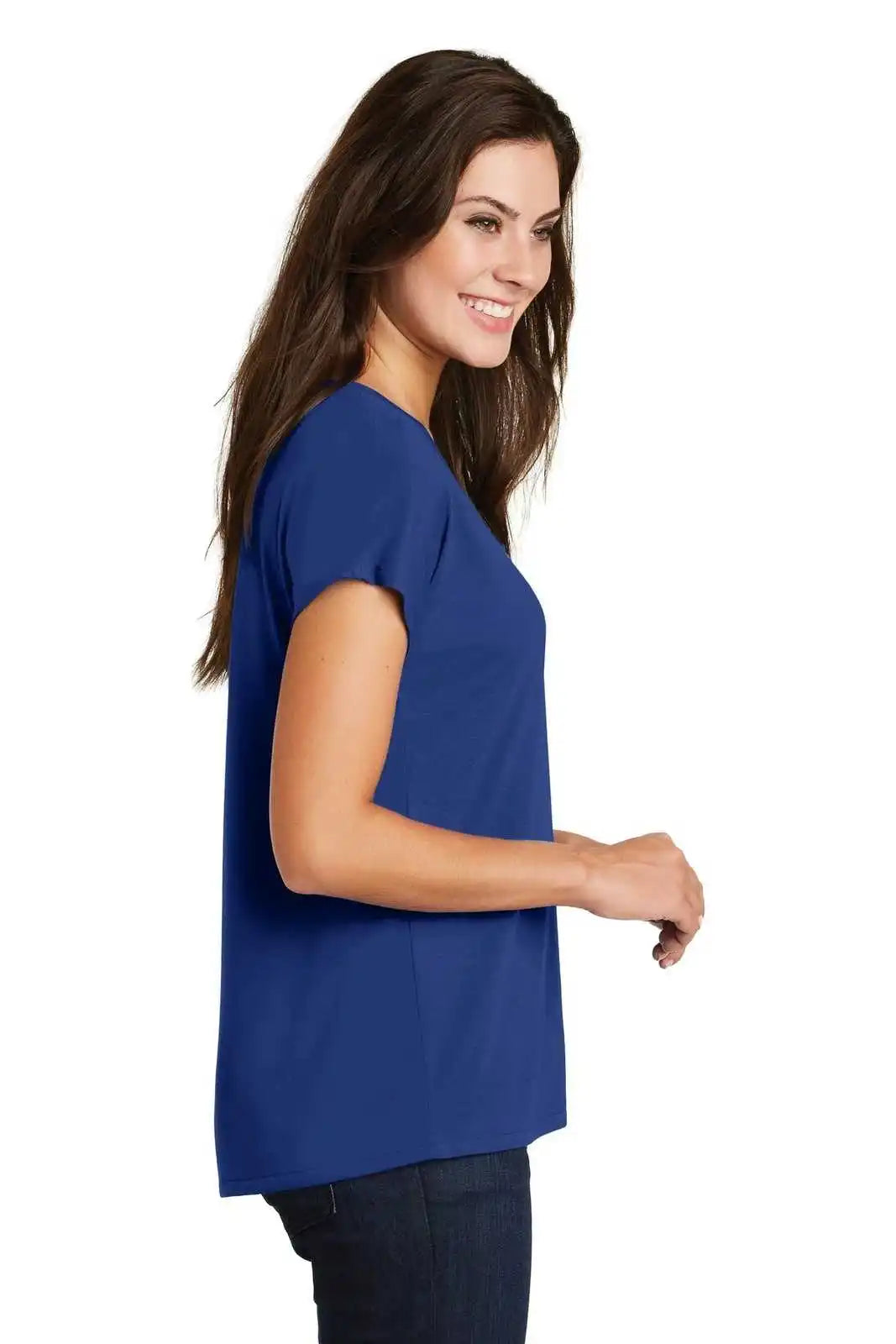 District Dm412 Women’s Drapey Dolman Tee - Deep Royal