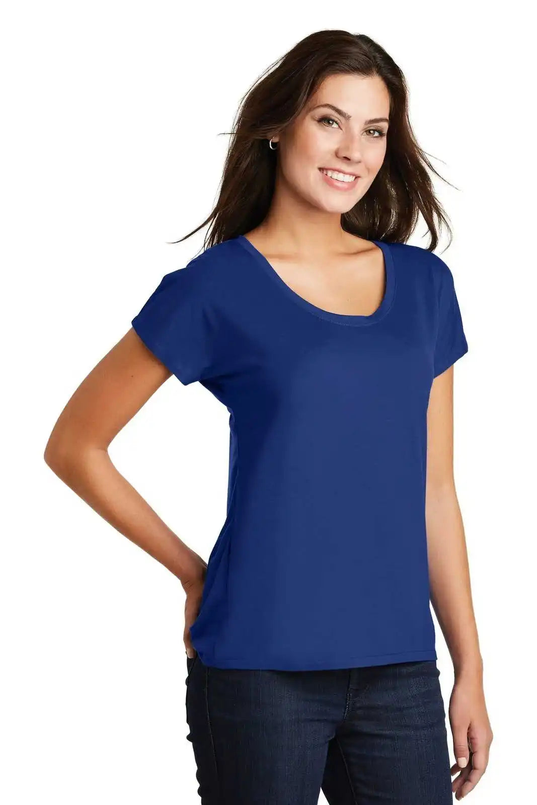 District Dm412 Women’s Drapey Dolman Tee - Deep Royal