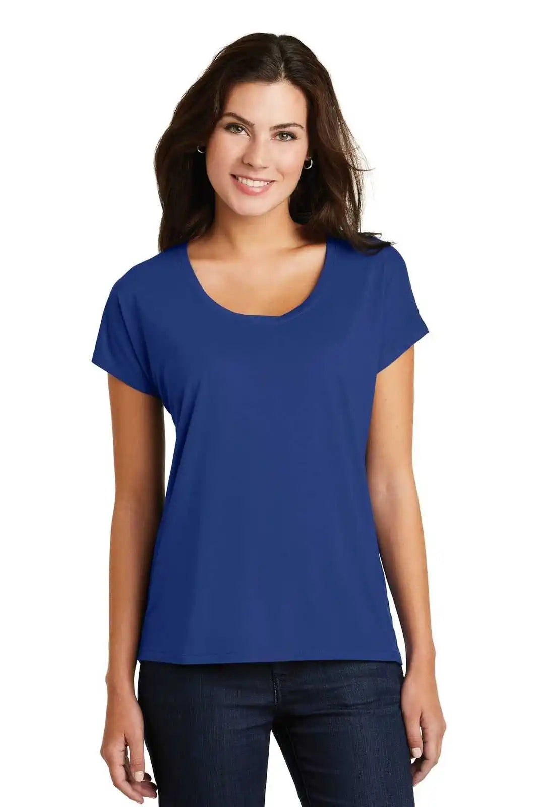 District Dm412 Women’s Drapey Dolman Tee - Deep Royal