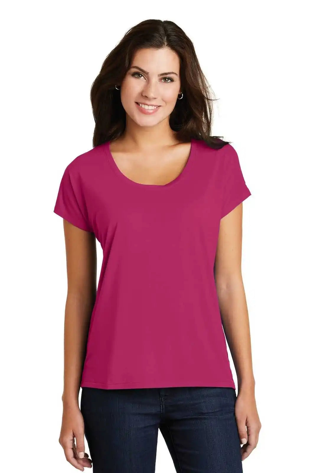 District Dm412 Women’s Drapey Dolman Tee - Pink Azalea