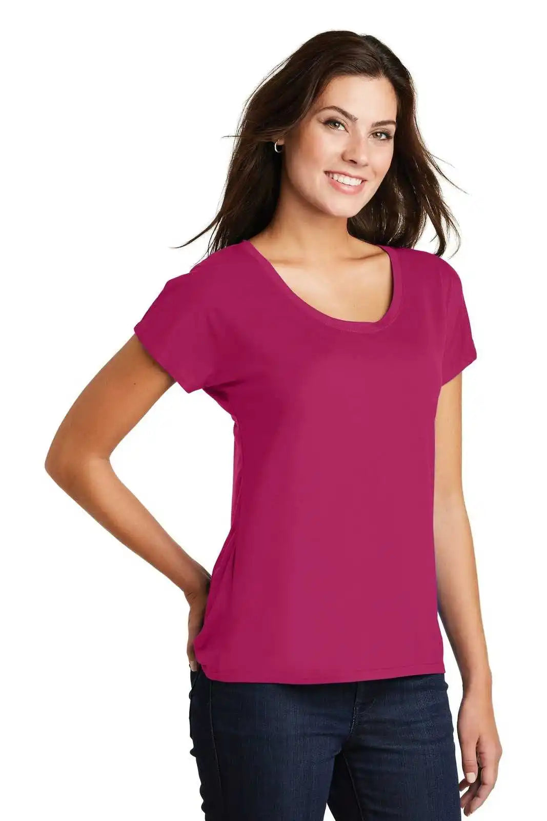 District Dm412 Women’s Drapey Dolman Tee - Pink Azalea