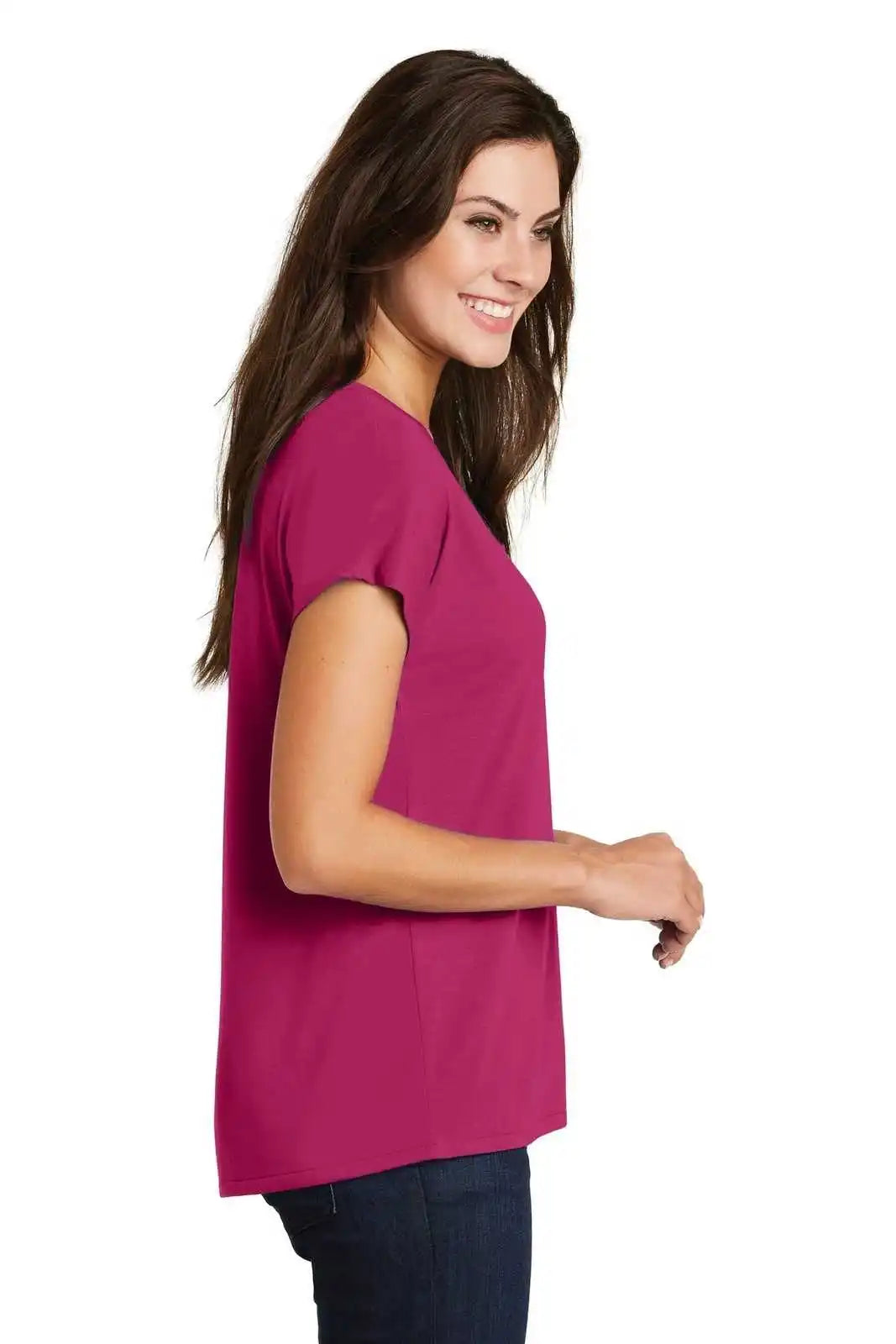 District Dm412 Women’s Drapey Dolman Tee - Pink Azalea