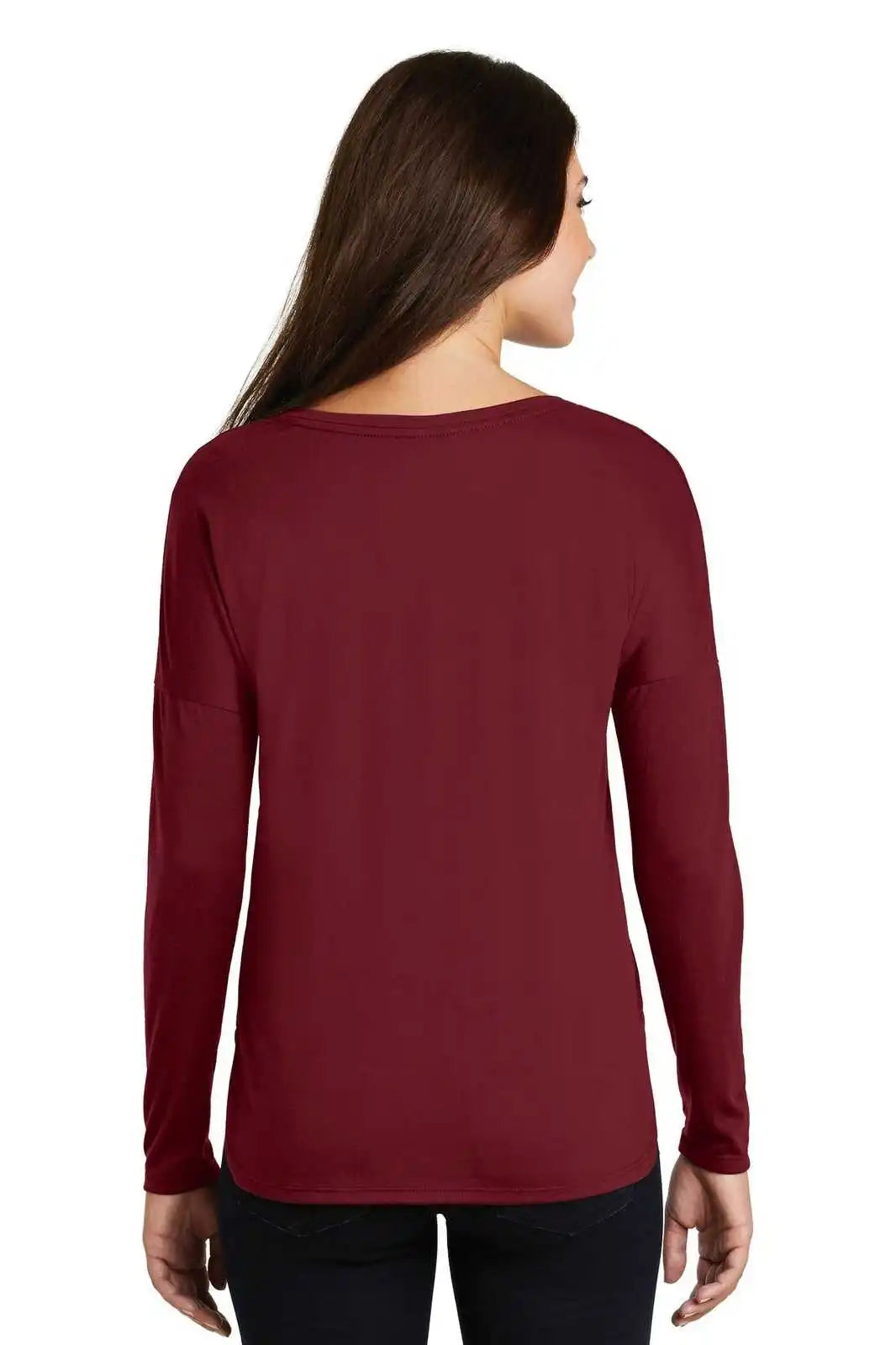 District Dm413 Women’s Drapey Long Sleeve Tee - Cardinal