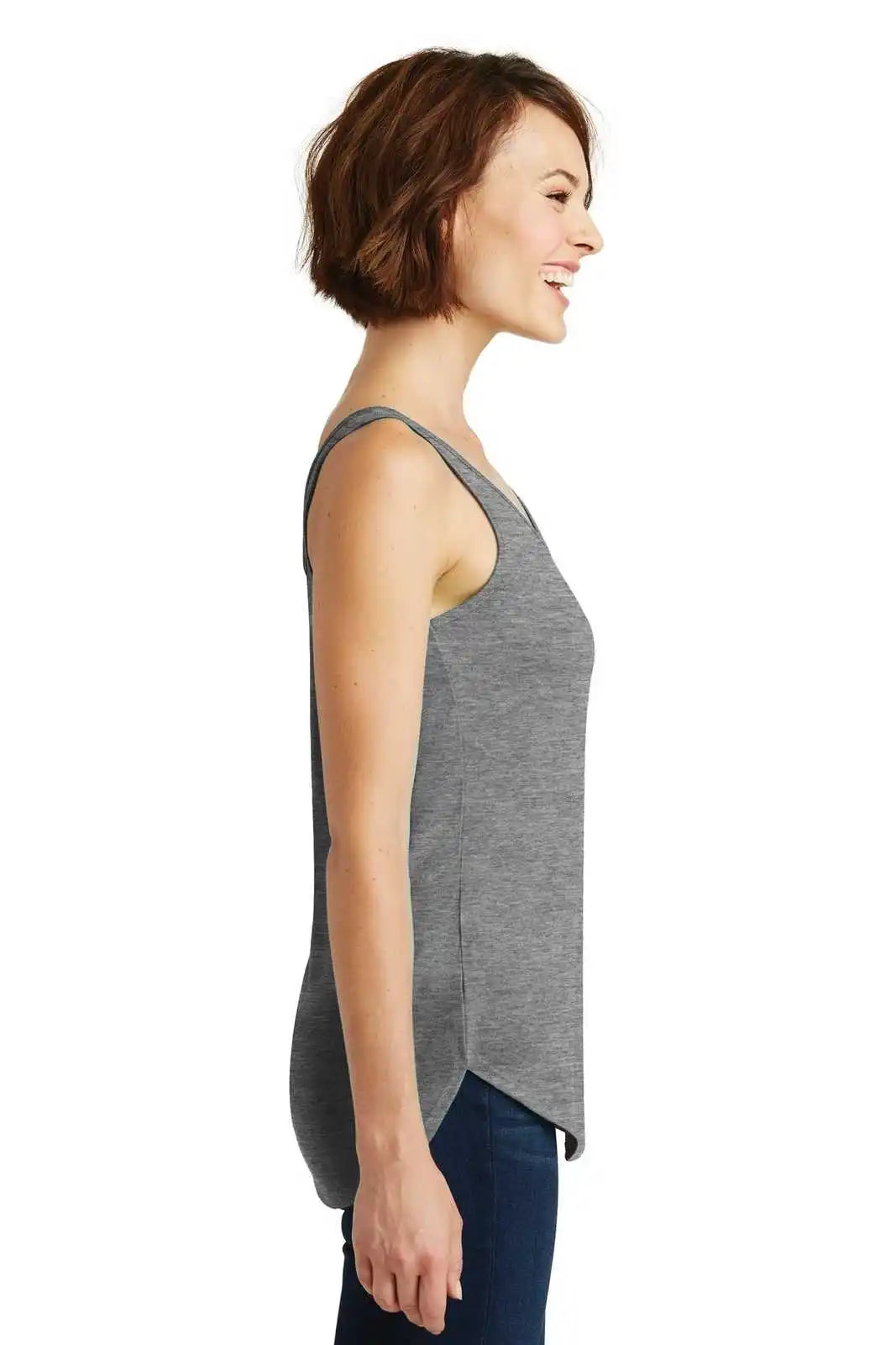 District Dm414 Women’s Drapey Tank - Heathered Nickel