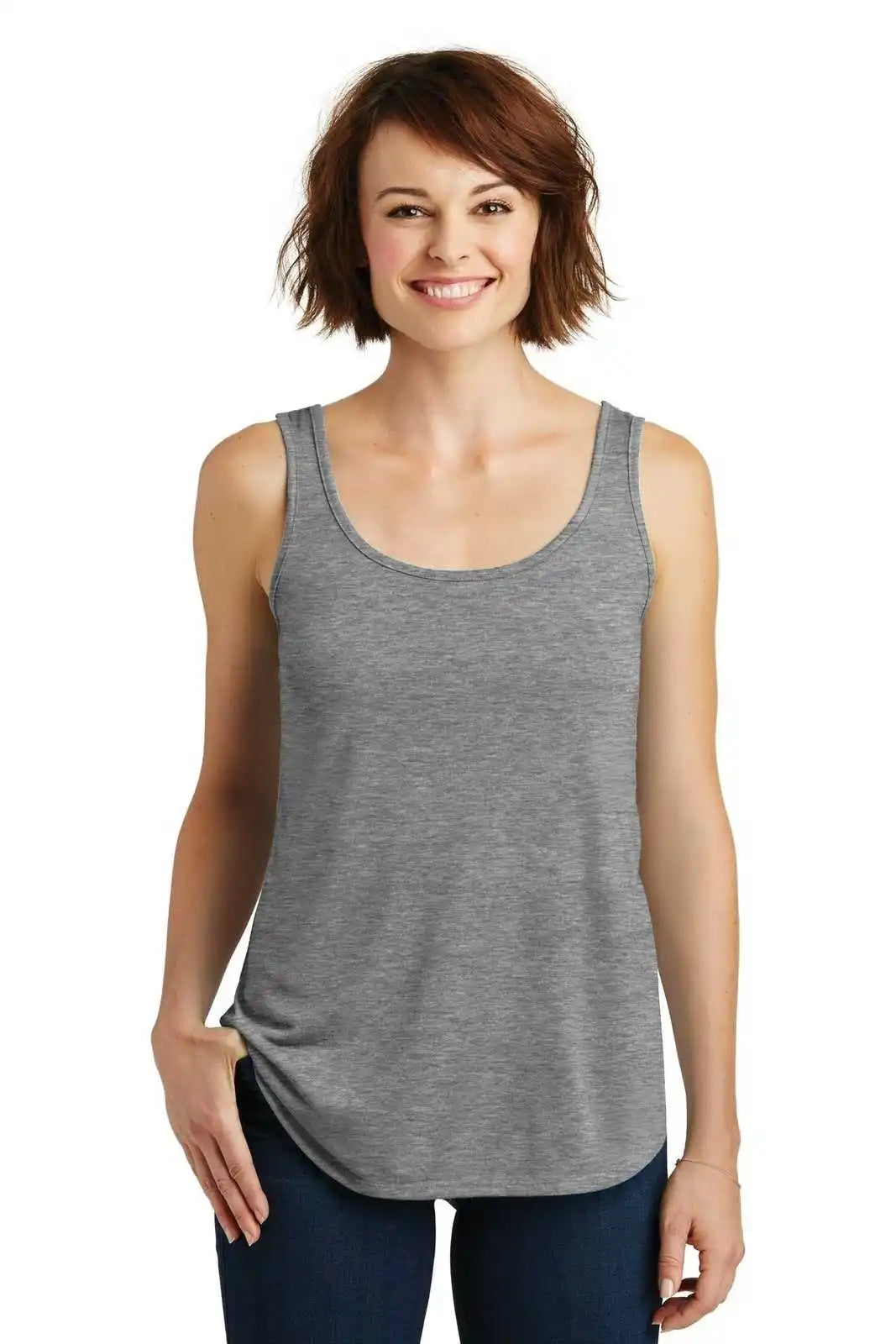 District Dm414 Women’s Drapey Tank - Heathered Nickel