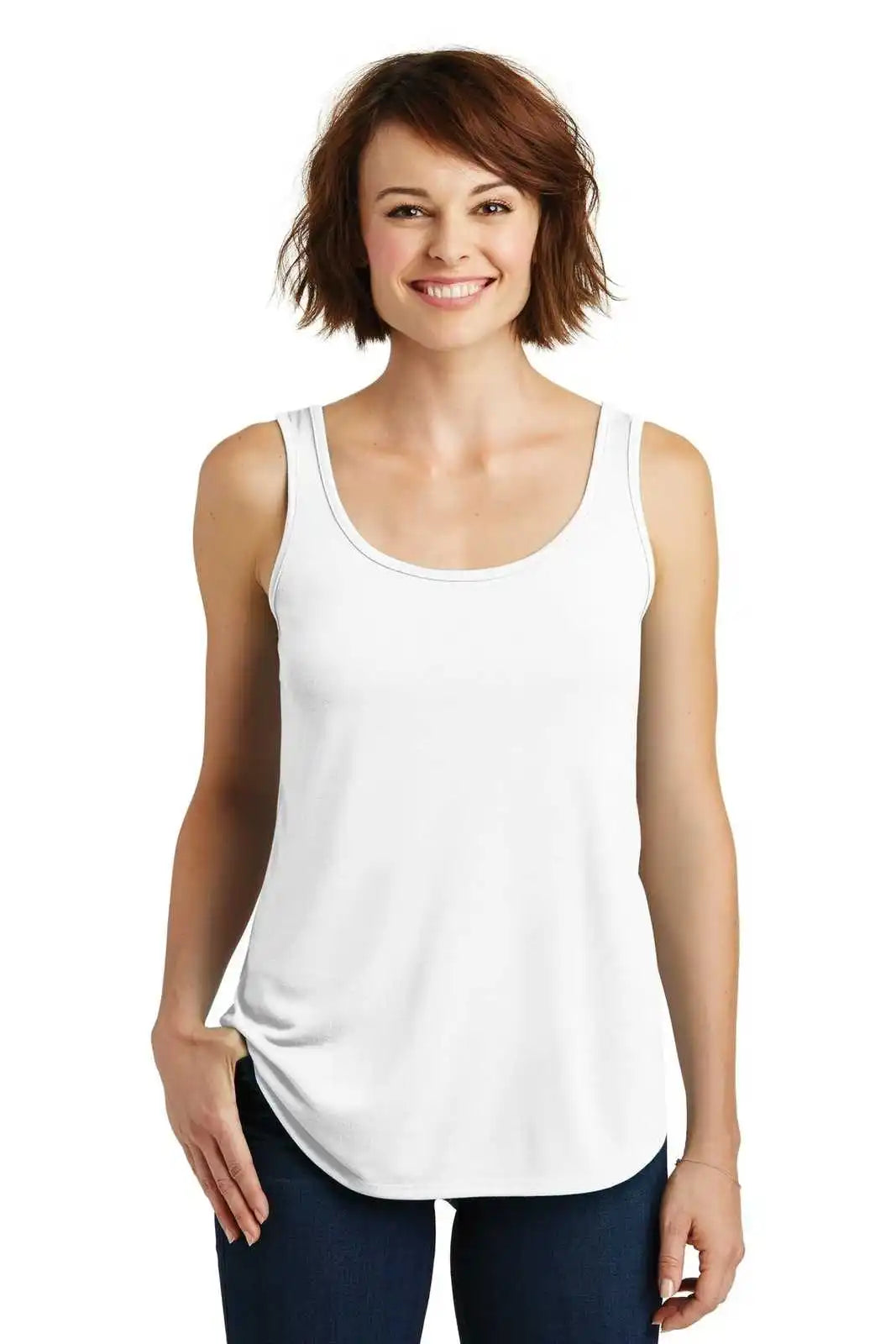 District Dm414 Women’s Drapey Tank - White