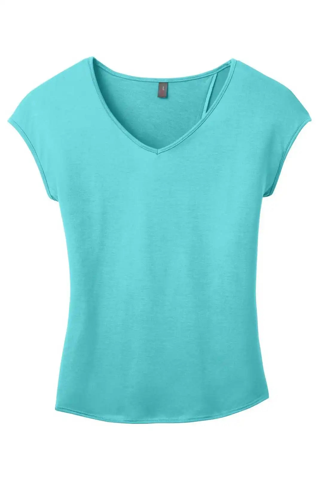 District Dm416 Women’s Drapey Cross-back Tee - Aqua Ice