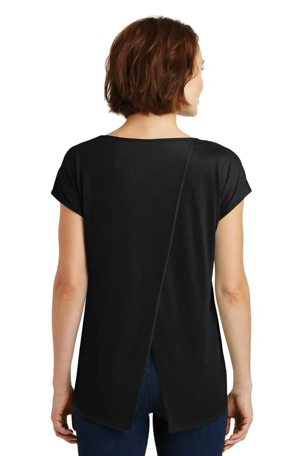 District Dm416 Women’s Drapey Cross-back Tee - Black