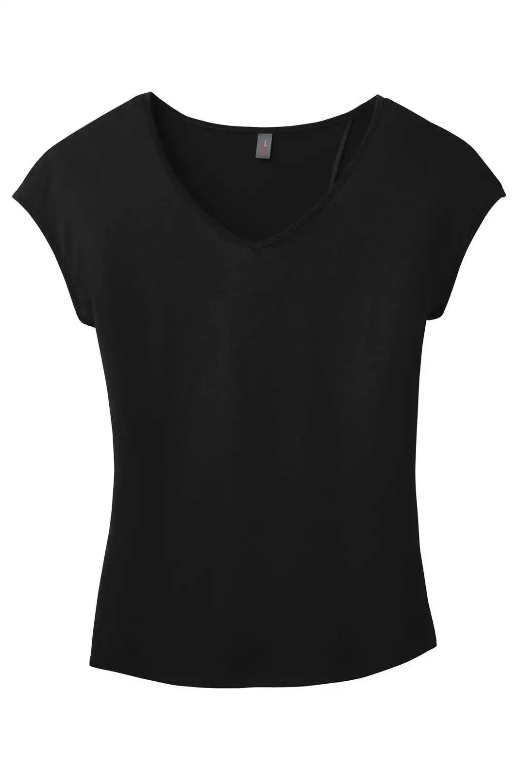 District Dm416 Women’s Drapey Cross-back Tee - Black