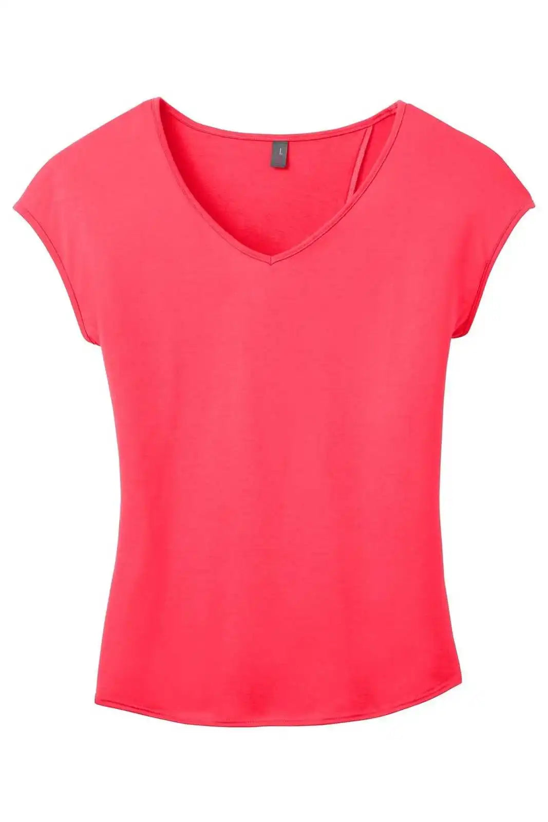 District Dm416 Women’s Drapey Cross-back Tee - Hot Coral