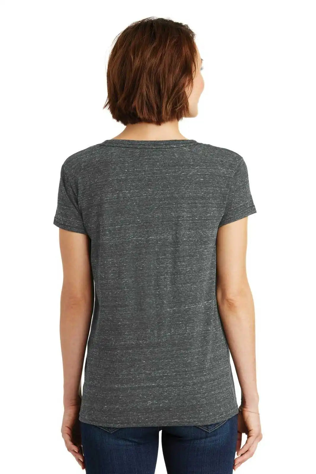 District Dm465 Women’s Cosmic V-neck Tee - Black Gray