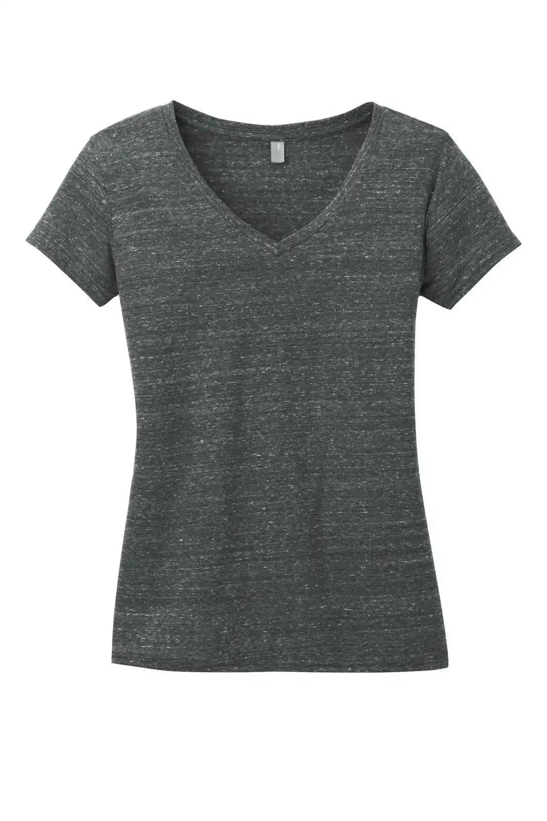 District Dm465 Women’s Cosmic V-neck Tee - Black Gray