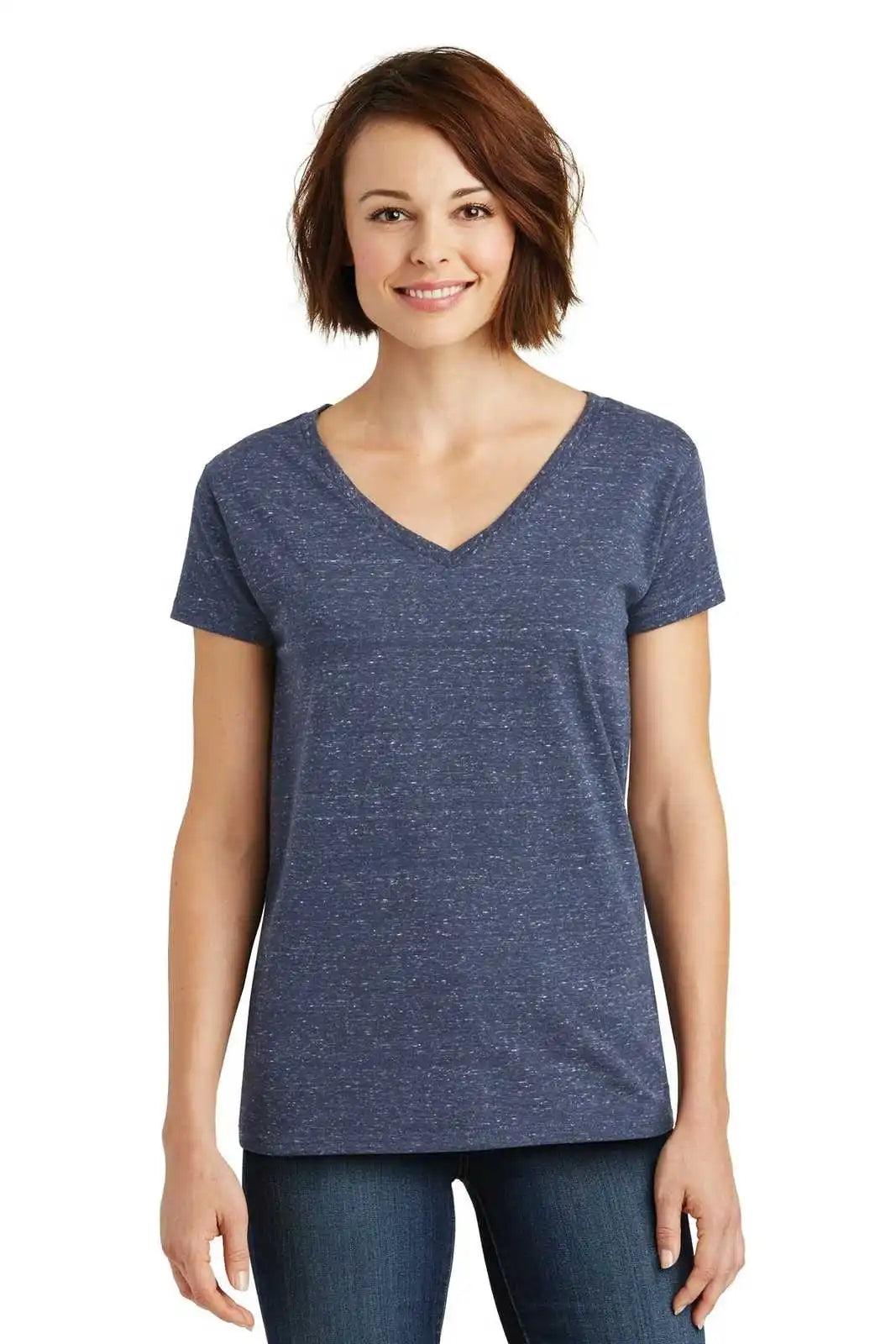 District Dm465 Women’s Cosmic V-neck Tee - Navy Royal