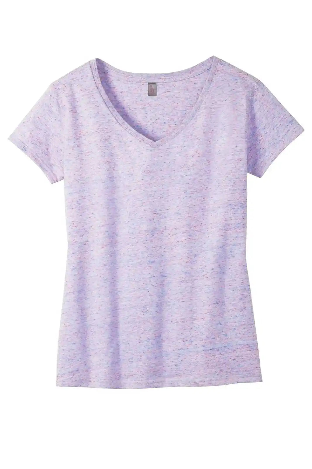 District Dm465 Women’s Cosmic V-neck Tee - White Pink