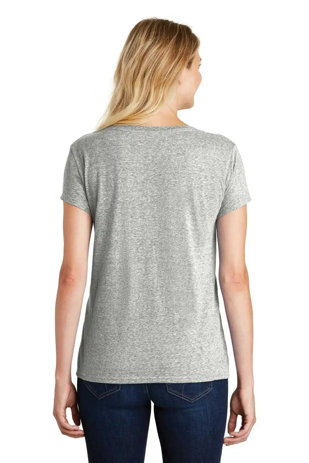 District Dm465a Women’s Astro V-neck Tee - Gray