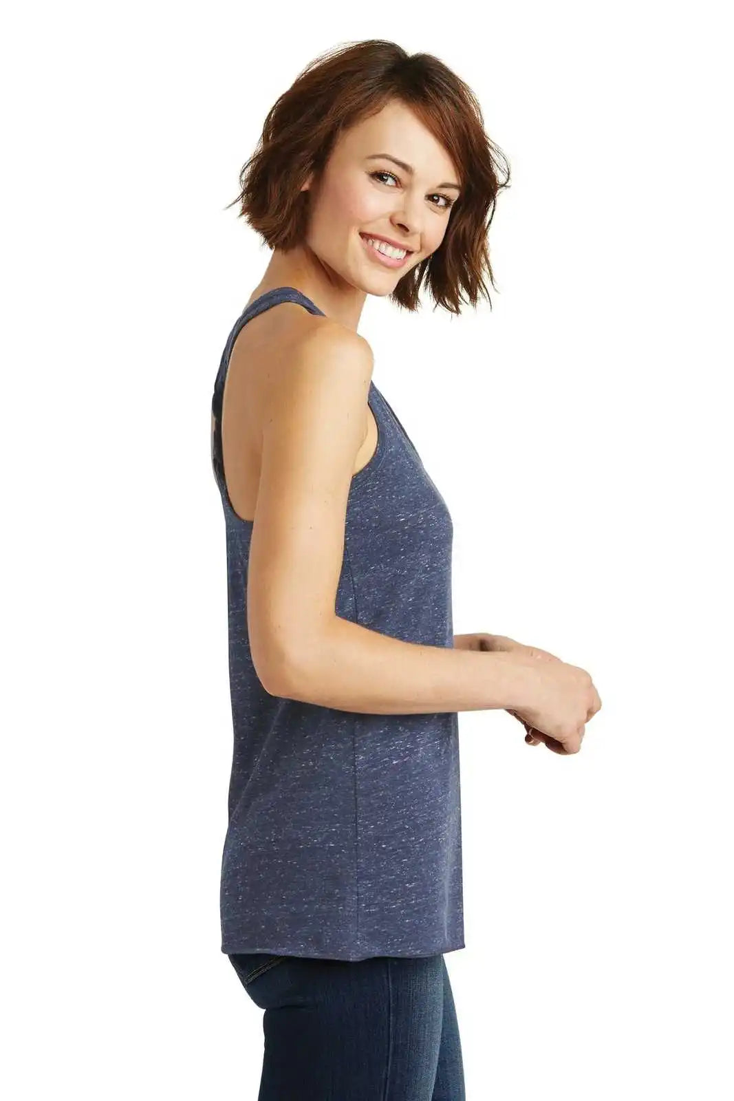 District Dm466 Women’s Cosmic Twist Back Tank - Navy Royal
