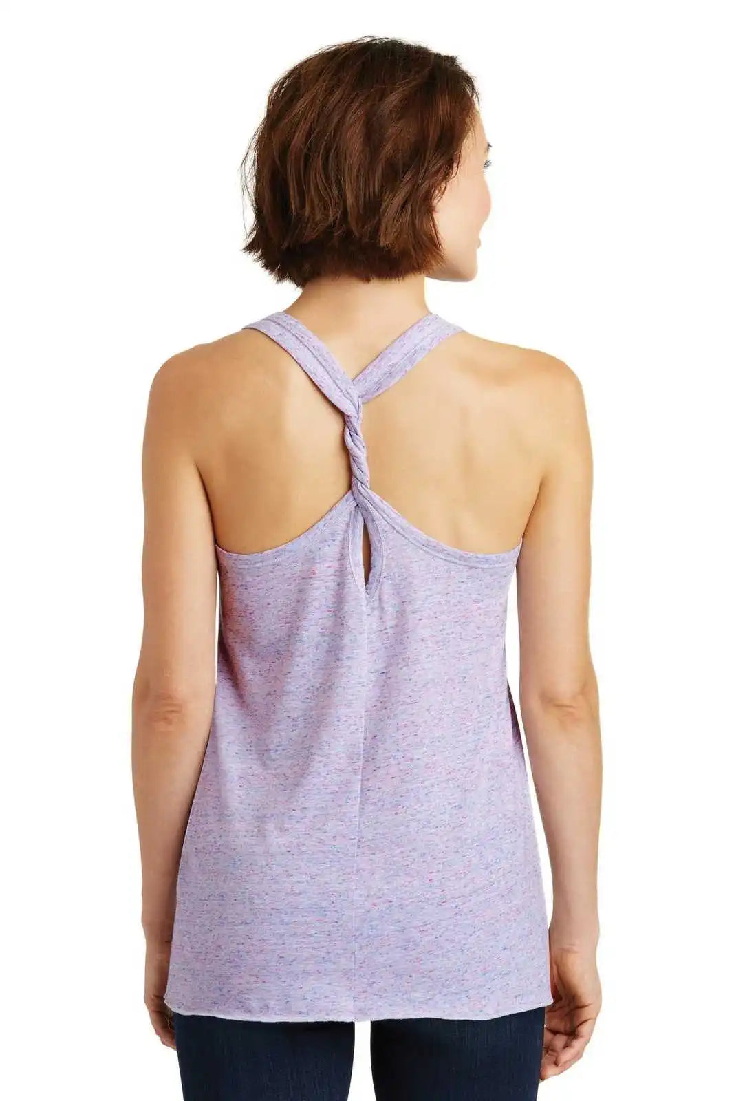 District Dm466 Women’s Cosmic Twist Back Tank - White Pink