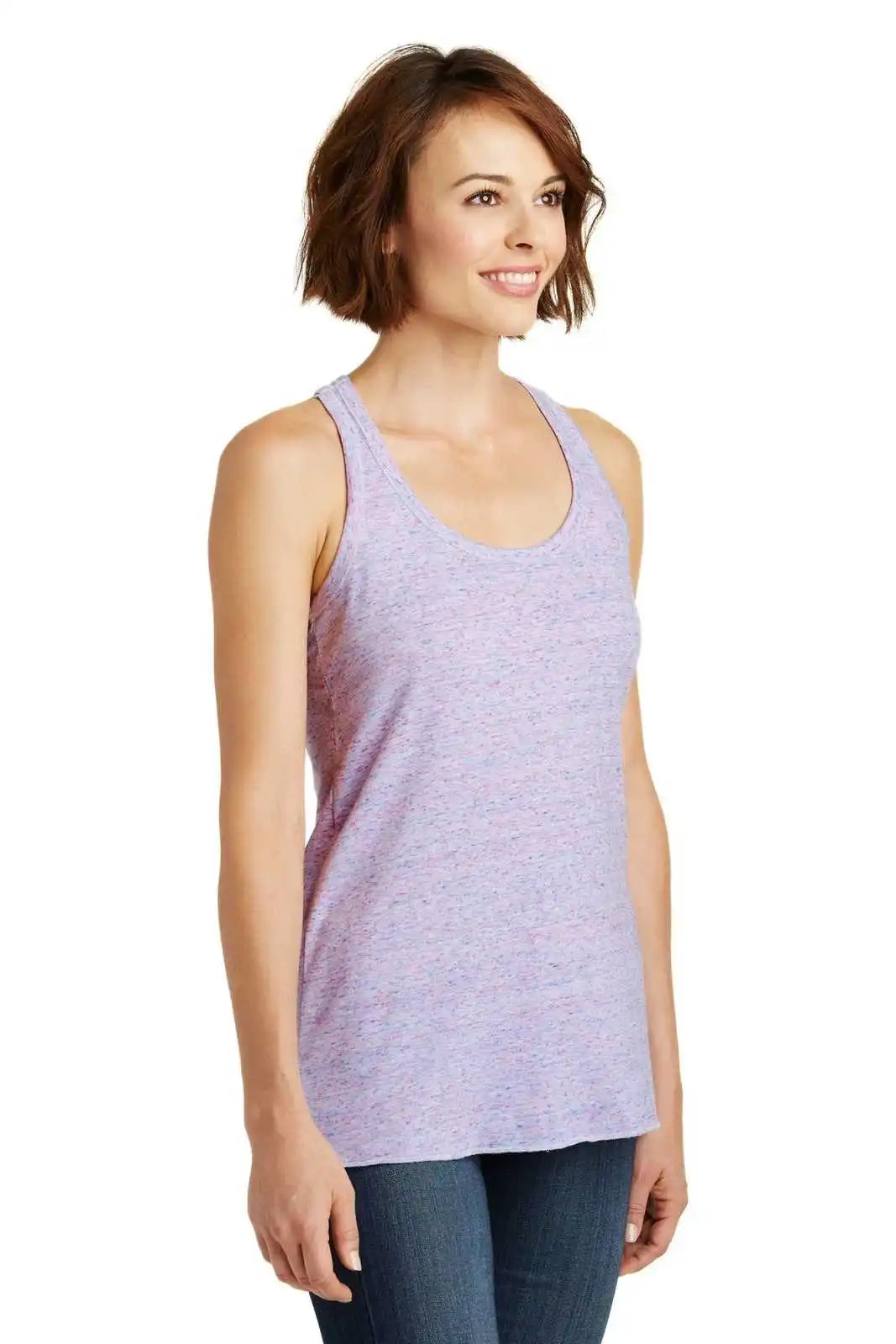 District Dm466 Women’s Cosmic Twist Back Tank - White Pink