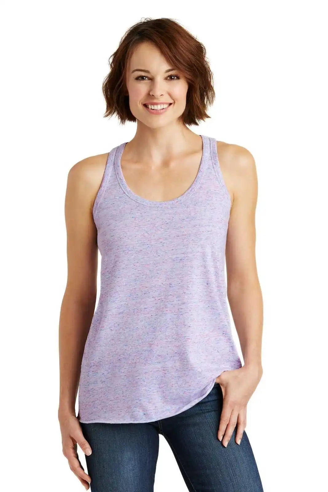 District Dm466 Women’s Cosmic Twist Back Tank - White Pink