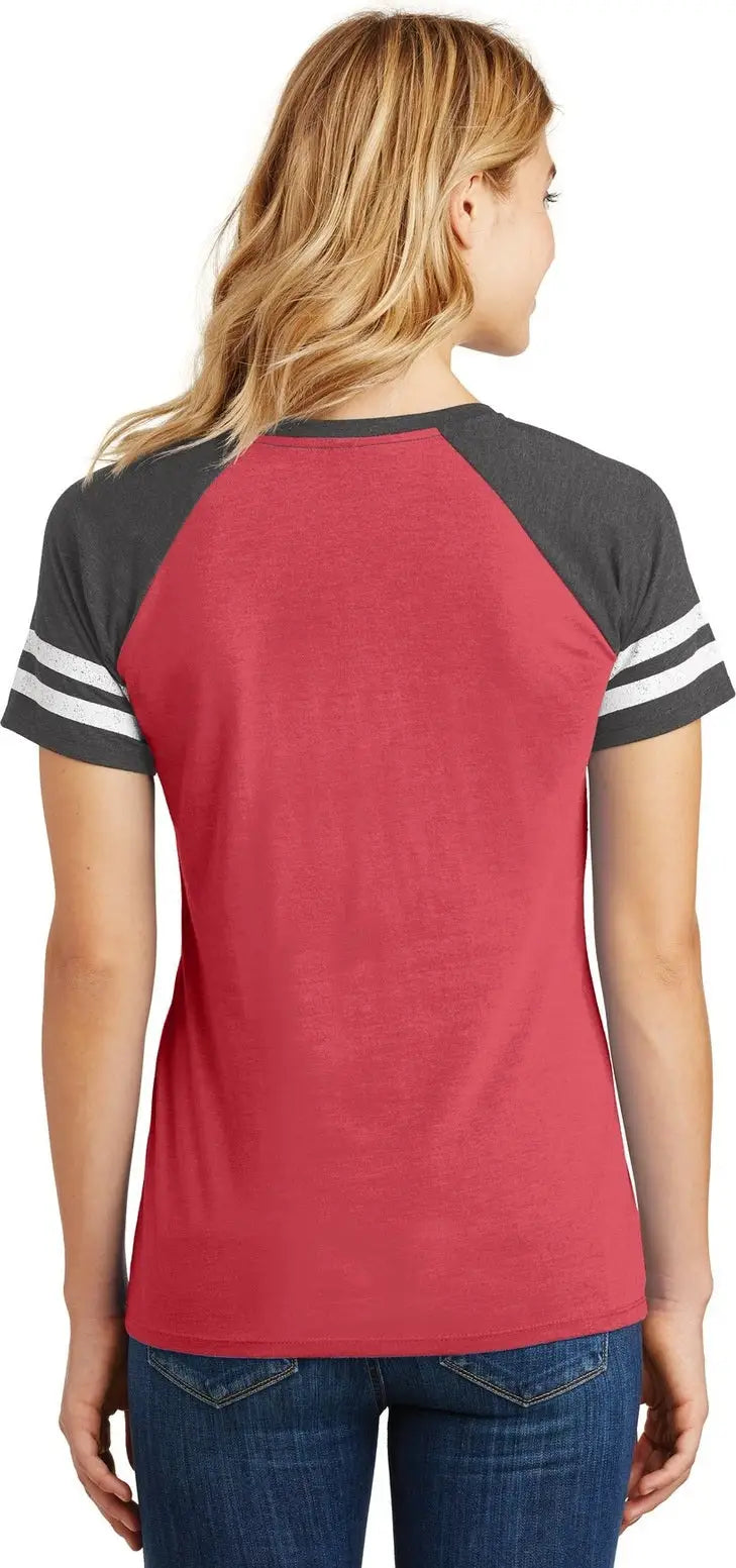 District Dm476 Women’s Game V-neck Tee - Heathered Red Charcoal