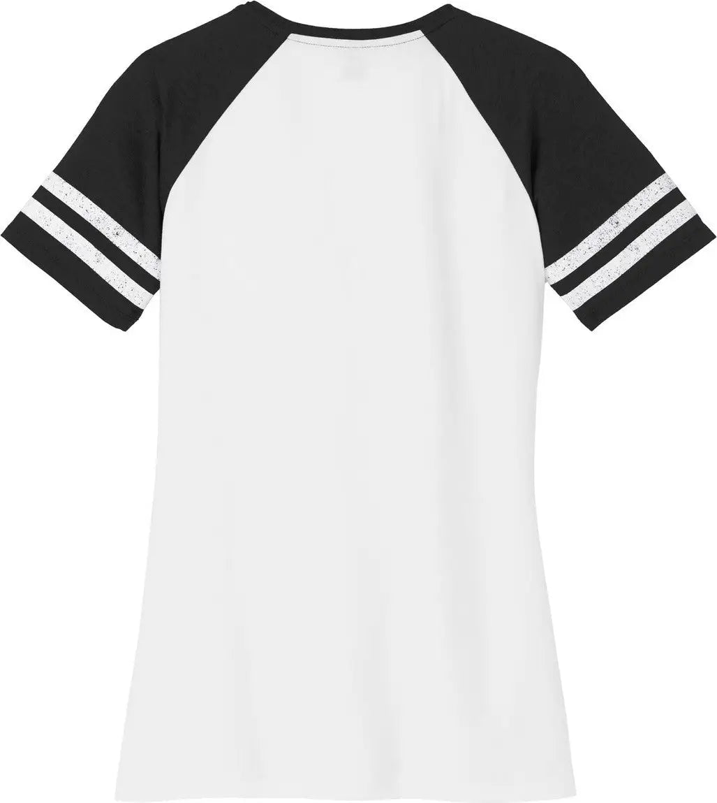District Dm476 Women’s Game V-neck Tee - White Black - White/ / Ladies Xs