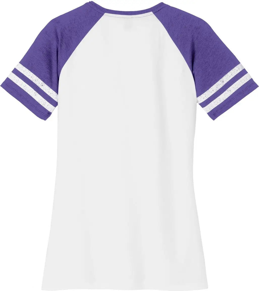 District Dm476 Women’s Game V-neck Tee - White Heathered Purple - White/ / Ladies Xs