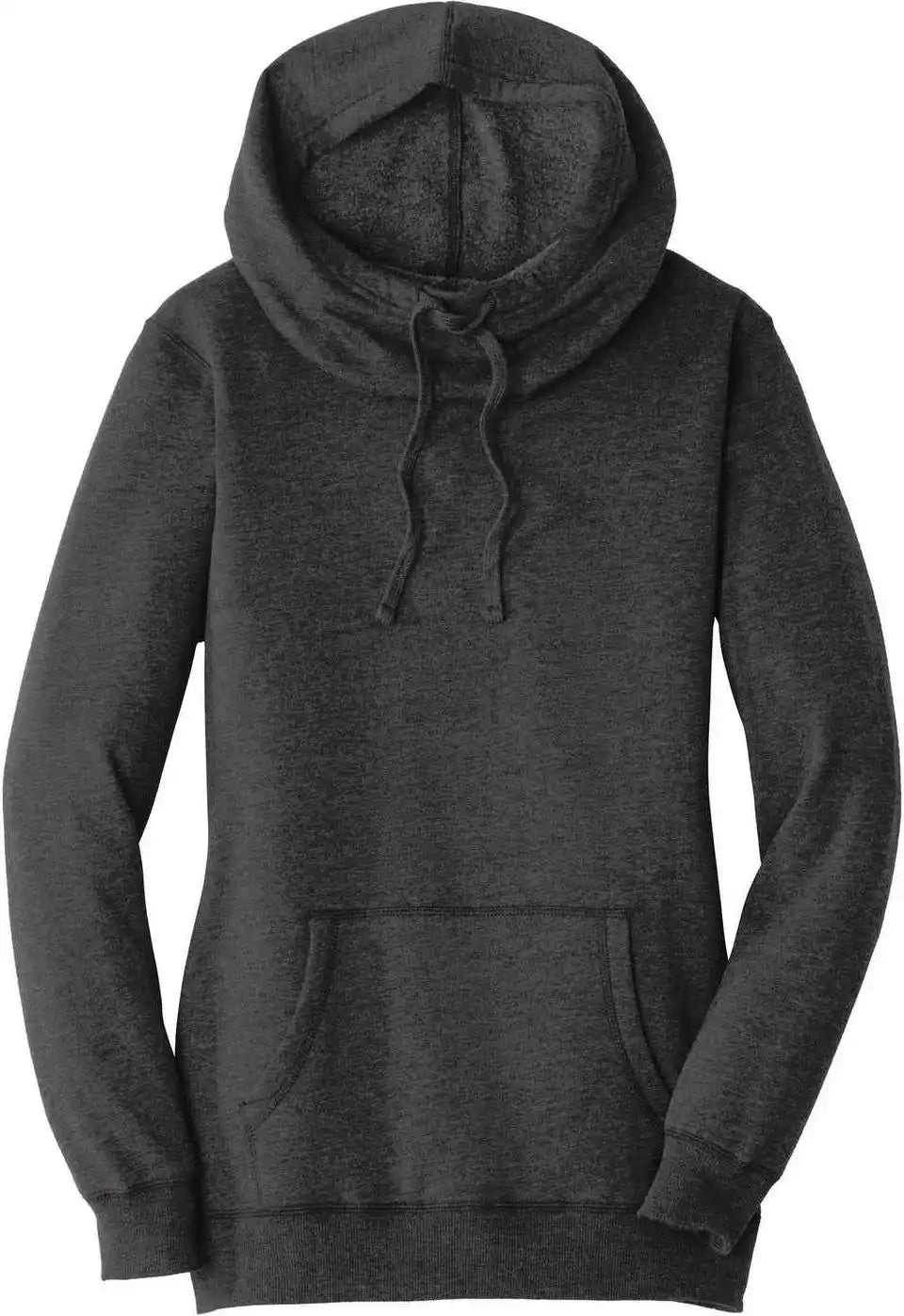 District Dm493 Women’s Lightweight Fleece Hoodie Heathered Black